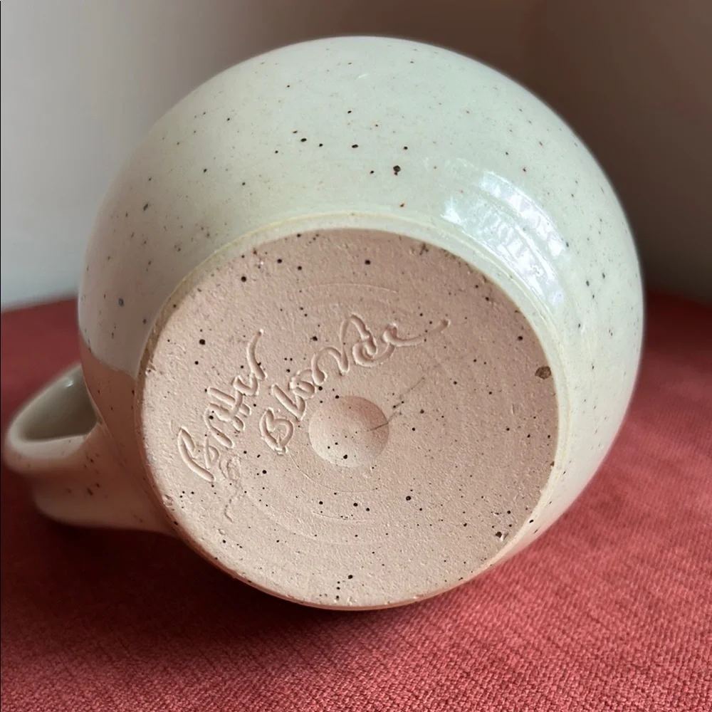 Cream and Pink Handcrafted Ceramic Mug with Rustic Charm - Picture 3 of 11